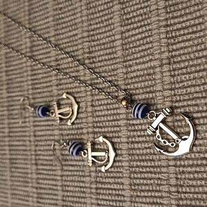 Ahoy mateys - nautical anchor earring and necklace set!